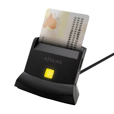 Lector de DNI y Tarjetas Aisens ASCR-SN04CSD-BK/ USB Tipo-C/