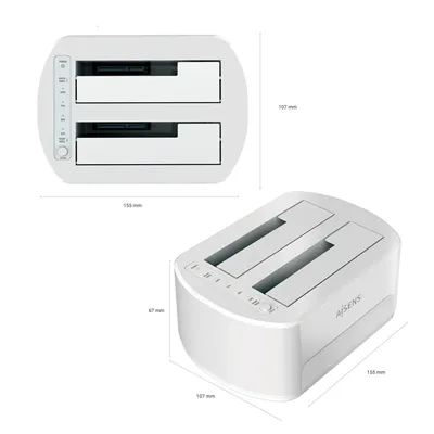 Aisens ASDS-D02W Docking Station Blanco de Doble Bahia para