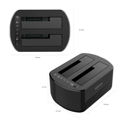 Aisens ASDS-D03B Docking Station Negro de Doble Bahia para