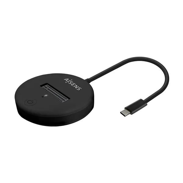 Aisens ASUC-M2D013-BK Mini Docking USB-C redondo para disco SSD M2 SATA/NVMe NGFF Negro