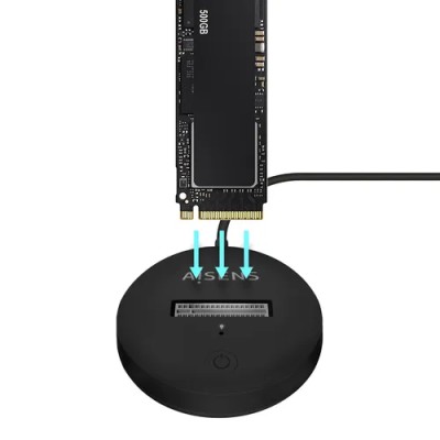 Aisens ASUC-M2D013-BK Mini Docking USB-C redondo para disco SSD