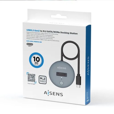 Aisens ASUC-M2D014-GR Mini Docking USB-C redondo para disco SSD