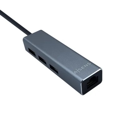 Hub USB 3.0 Aisens A106-0401/ 3xUSB/ 1xRJ45/ Gris