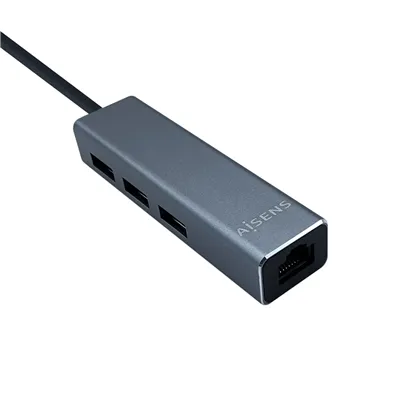 Hub USB Tipo-C Aisens A109-0396/ 3xUSB/ 1xRJ45/ Gris