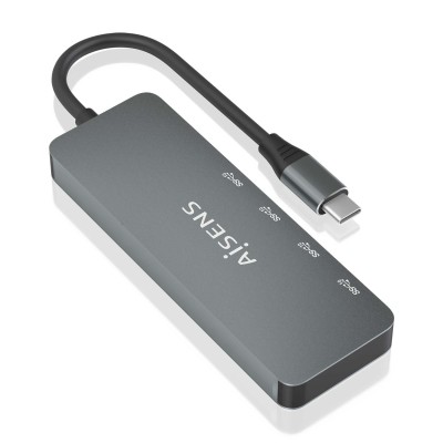 Hub USB Tipo-C Aisens A109-0695/ 4xUSB Tipo-C/ Gris