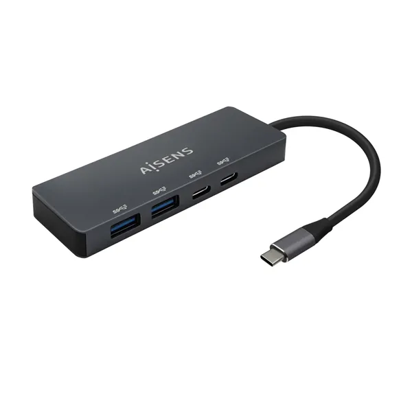 Hub USB Tipo-C Aisens A109-0744/ 2xUSB/ 2xUSB Tipo-C/ Gris