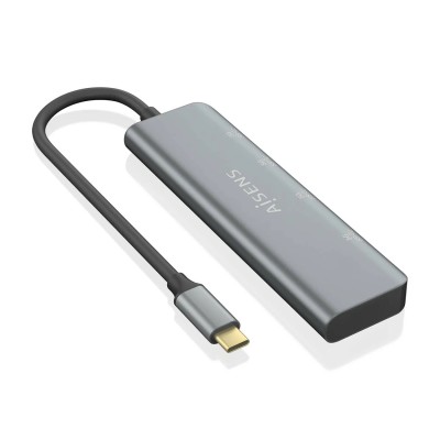 Hub USB Tipo-C Aisens A109-0763/ 2xUSB/ 2xUSB Tipo-C/ Gris