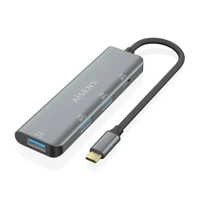 Hub USB Tipo-C Aisens A109-0764/ 3xUSB/ 1xUSB Tipo-C/ Gris