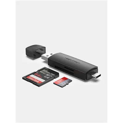 Lector de Tarjetas Externo Vention CLKB0/ USB 3.0 y USB Tipo-C