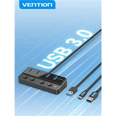 Hub USB 3.0 Vention CHWBF/ 4xUSB/ 1xUSB Tipo-C PD/ Incluye