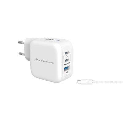 Cargador De Pared Conceptronic Usb-c X2 Usb-ax1 Quickcharge 3.0