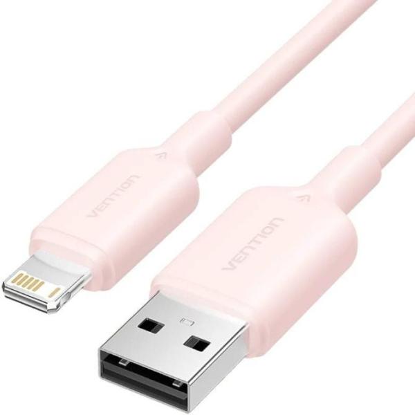 Cable USB 2.0 Lightning Vention LAMPF/ USB Macho - Lightning Macho/ 480Mbps/ 1m/ Rosa