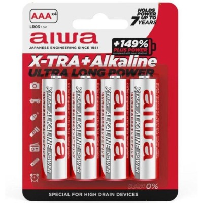 Pack de 4 Pilas AAA Aiwa X-TRA+Alcaline LR03/ 1.5V/ Alcalinas