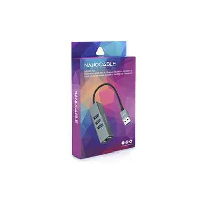 Hub USB 3.0 Nanocable 10.03.0407/ 3xUSB/ 1xRJ45/ Gris