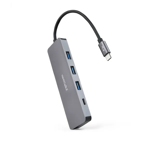 Hub USB Tipo-C Nanocable 10.16.4409/ 3xUSB/ 1xUSB Tipo-C/ Gris