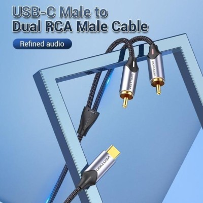 Cable Conversor Vention BGUHI/ 2x RCA Macho - USB Tipo-C Macho/