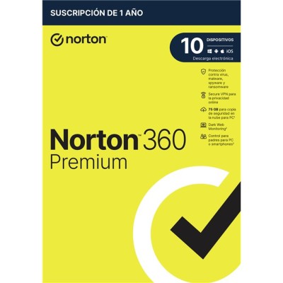 Norton 360 Premium 2024 | 10 Dispositivos + 75GB Nube PC/Mac |