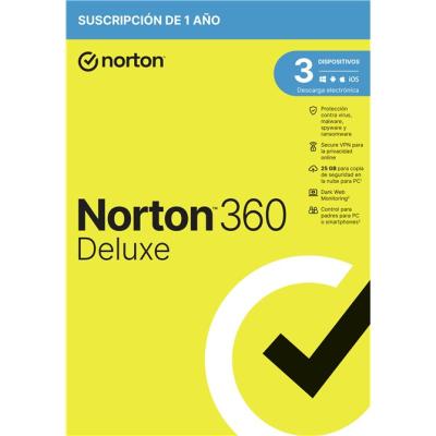 Norton 360 Deluxe 2024 | 3 Dispositivos + 25GB Nube PC/Mac | 1