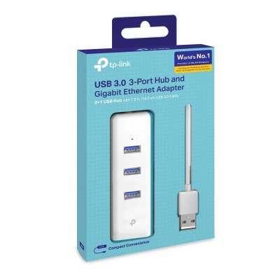 Hub USB 3.0 TP-Link UE330/ 3xUSB/ 1xRJ45/ Blanco