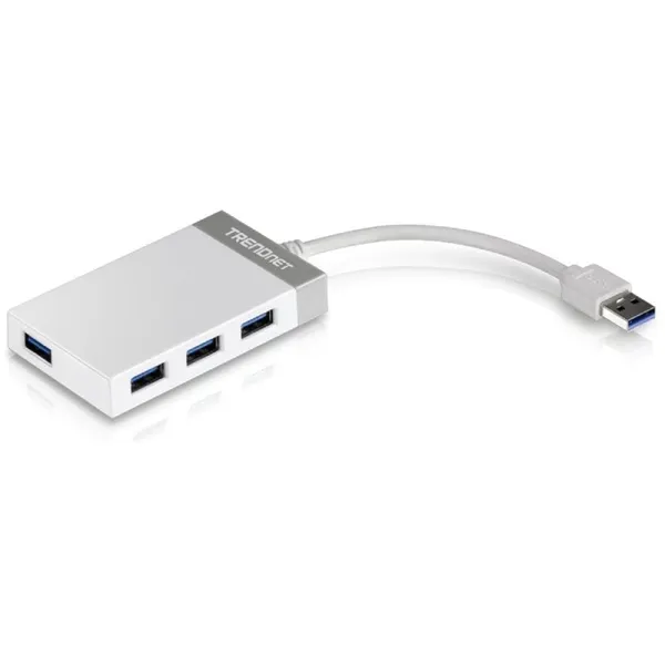 Hub USB 3.0 Trendnet TU3-H4E/ 4xUSB/ Blanco y Gris