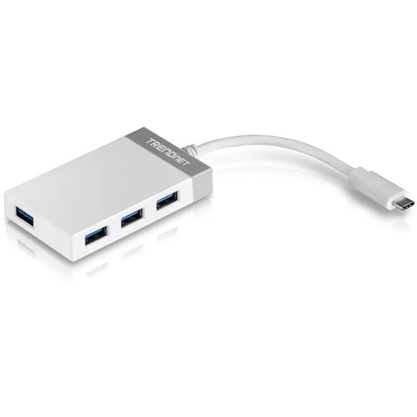 Hub USB Tipo-C Trendnet TUC-H4E/ 4xUSB/ Blanco y Gris