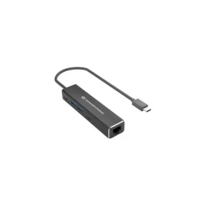 ADAPTADOR USB-C A GIGABIT ETHERNET RJ45 CONCEPTRONIC CON HUB