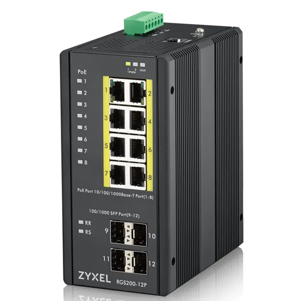 Zyxel RGS200-12P Gestionado L2 Gigabit Ethernet (10/100/1000) Energía sobre Ethernet (PoE) Negro