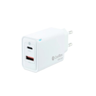 CoolBox Cargador USB-C de 45W con tecnología GaN QC3.0 + USB-A