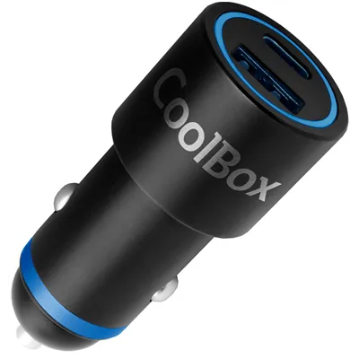 Coolbox Cargador para coche USB-C de 48W +USB-A