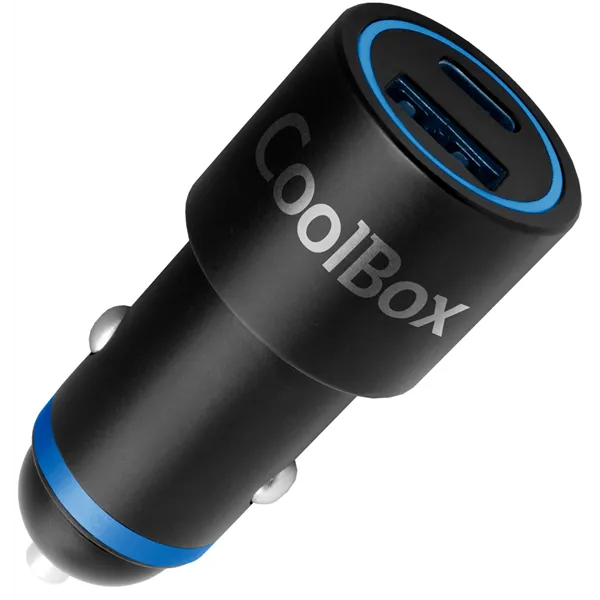 Coolbox Cargador para coche USB-C de 48W +USB-A 