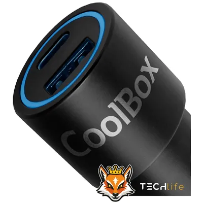 Coolbox Cargador para coche USB-C de 48W +USB-A