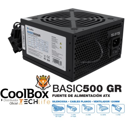 CoolBox 500GR Black 500W Fuente de alimentación ATX Silent