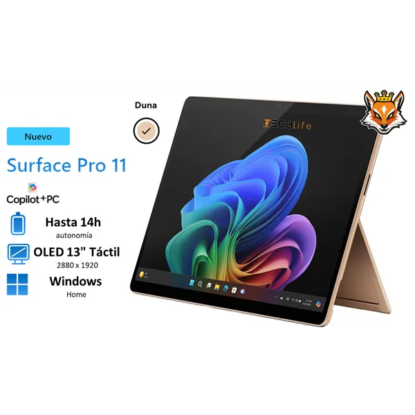 Microsoft Surface Pro 11 OLED IA Copilot+PC 13" Duna - Snapdragon X Elite 12xCore 16GB 512GB SSD 14h Auton