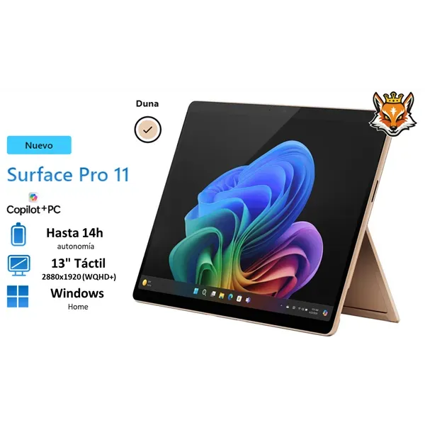 Microsoft Surface Pro 11 IA Copilot+PC 13" Duna - Snapdragon X Plus 10xCore 16GB 512GB SSD 14h Auton