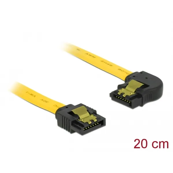 Delock Cable SATA 6Gb/s Amarillo recto a ángulo izquierdo de 20cm