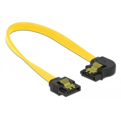 Delock Cable SATA 6Gb/s Amarillo recto a ángulo izquierdo de