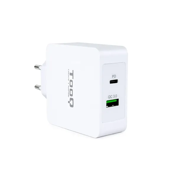 Cargador de Pared TooQ TQWC-2SC03WT/ 1xUSB Tipo-C/ 1xUSB/ 48W