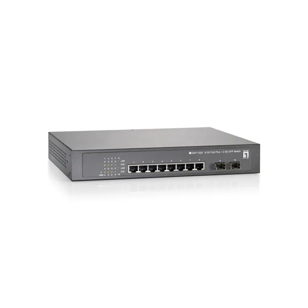 LevelOne GEP-1020 Switch Gigabit Ethernet 8x RJ-45, 2x SFP, 140W PoE+