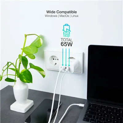 Cargador Gan de Pared TooQ TQWC-GANQC2PD65WT/ 2xUSB Tipo-C/