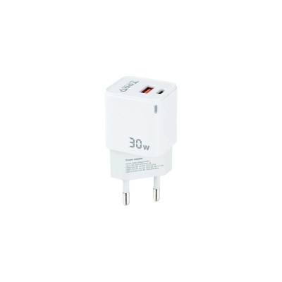 Cargador de Pared TooQ TQWC-GANQCPD30WT/ 1xUSB Tipo-C/ 1xUSB/