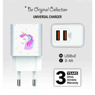 Cargador de Pared Tech One Tech Unicornio Dream/ 2xUSB/ 2.4A/