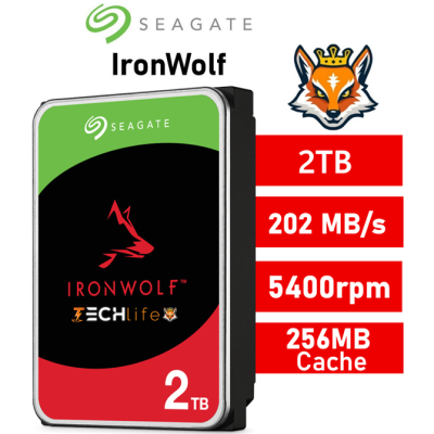 Seagate 2TB IronWolf NAS 5400rpm HDD 3.5" SATA 6GB/s 256MB