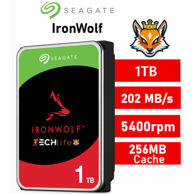 Seagate 1TB IronWolf NAS 5400rpm HDD 3.5" SATA 6GB/s 256MB