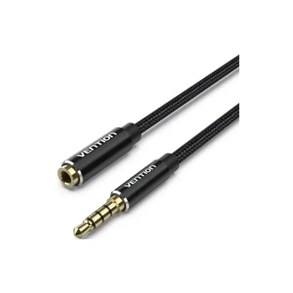Cable Estéreo Vention BHCBF/ Jack 3.5 Macho - Jack 3.5 Hembra/ 1m/ Negro