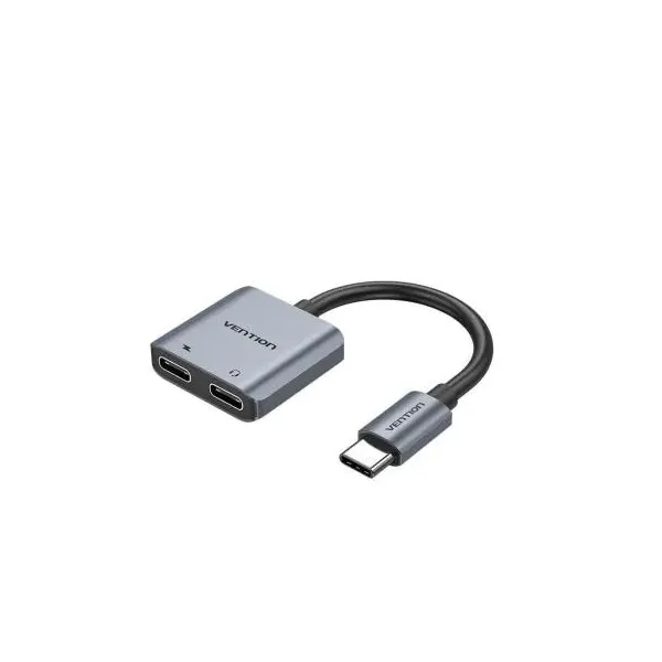 Conversor USB Tipo-C Vention BGZHA/ USB Tipo-C Macho - 2x USB Tipo-C Hembra (Audio y Carga)
