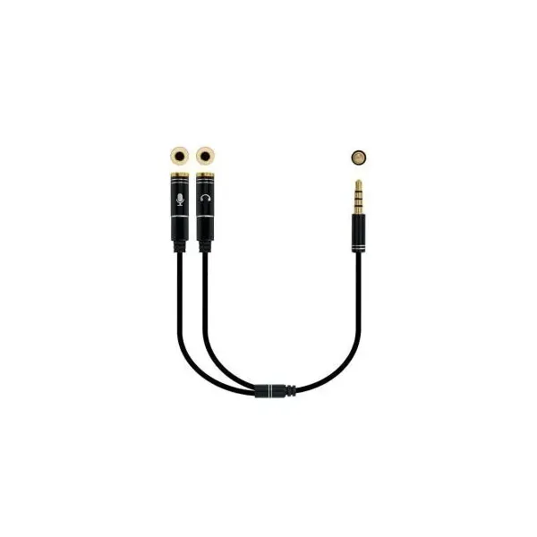 Adaptador Audio Nanocable 10.24.1202/ Jack 3.5 Macho - 2x Jack 3.5 Hembra/ 30cm/ Negro