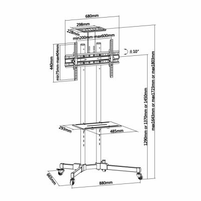 Soporte de Suelo Inclinable con Ruedas Aisens FT70TE-035 para