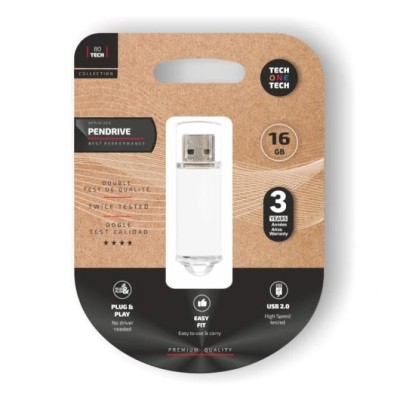 Pendrive 16GB Tech One Tech Basic USB 2.0/ Blanco