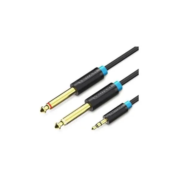Cable Estéreo Vention BACBG/ Jack 3.5 Macho - 2x Jack 6.5 Macho/ 1.5m/ Negro