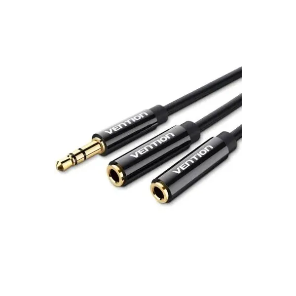 Cable Estéreo Vention BBSBY/ Jack 3.5 Macho - 2x Jack 3.5 Hembra/ 30cm/ Negro